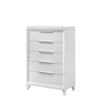 Ensemble de chambre à coucher Denissa 6 pièces blanc rembourré avec panneau LED
