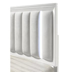 Ensemble de chambre à coucher Denissa 6 pièces blanc rembourré avec panneau LED