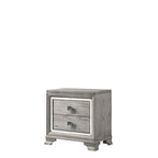 Ensemble de chambre à coucher Evonne 6 pièces gris avec panneaux rembourrés et éclairage LED