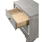 Ensemble de chambre à coucher Evonne 6 pièces gris avec panneaux rembourrés et éclairage LED