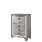 Ensemble de chambre à coucher Evonne 6 pièces gris avec panneaux rembourrés et éclairage LED