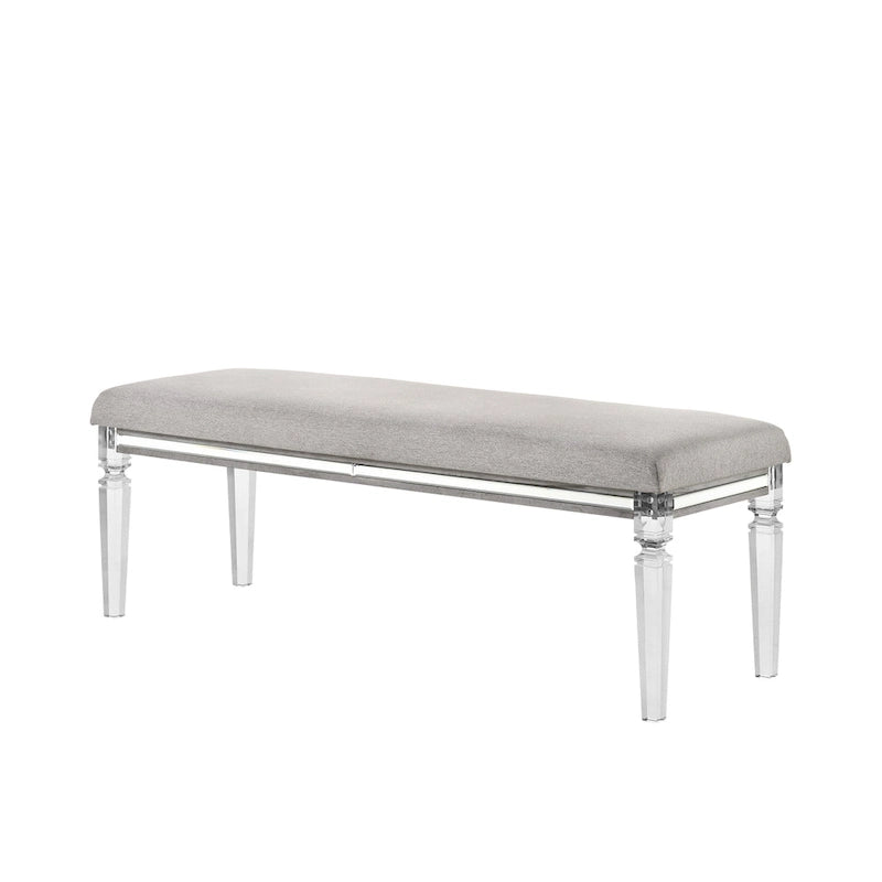 Ensemble de chambre à coucher Evonne 6 pièces gris avec panneaux rembourrés et éclairage LED