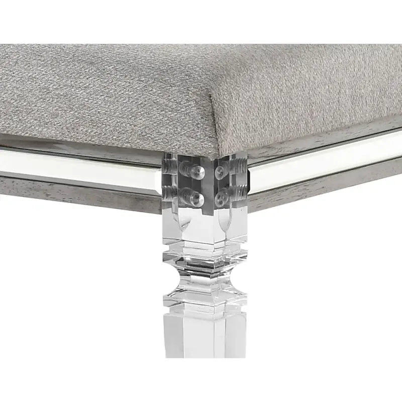 Ensemble de chambre à coucher Evonne 6 pièces gris avec panneaux rembourrés et éclairage LED