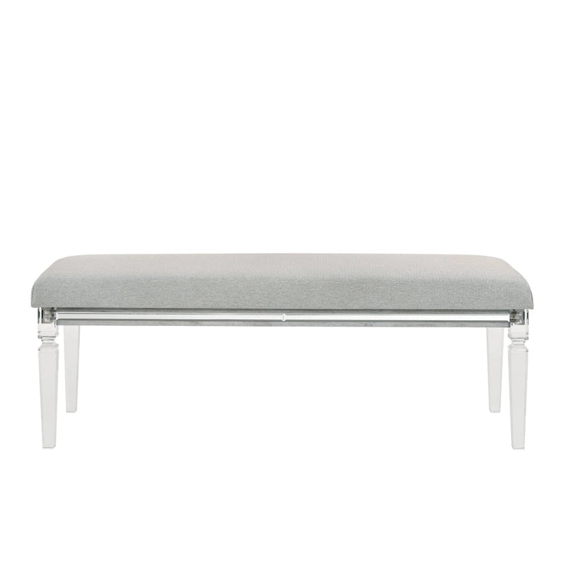 Ensemble de chambre à coucher Evonne 6 pièces gris avec panneaux rembourrés et éclairage LED