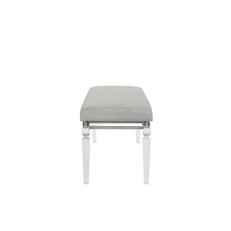Ensemble de chambre à coucher Evonne 6 pièces gris avec panneaux rembourrés et éclairage LED