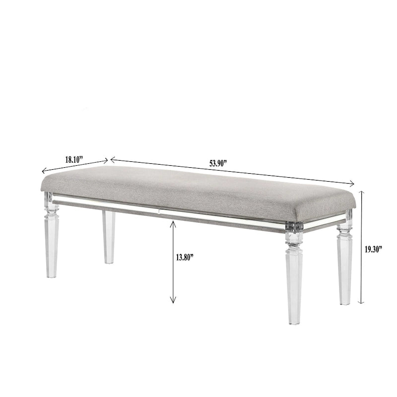 Ensemble de chambre à coucher Evonne 6 pièces gris avec panneaux rembourrés et éclairage LED