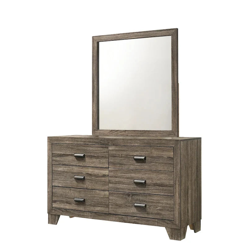 Ensemble de chambre à coucher Linette 6 pièces à panneaux bruns