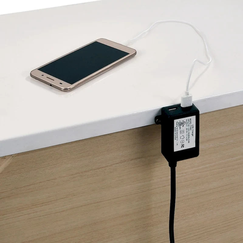 Ensemble de lit Champs Contemporary Queen en bois massif avec rangement et port USB, composé de 3 panneaux, par Furniture of America