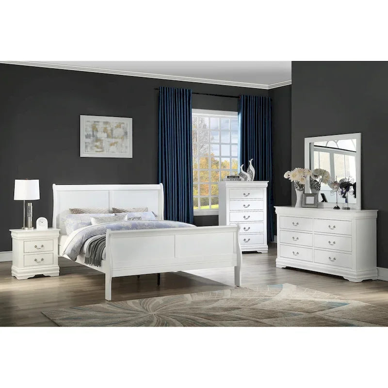 Ensemble de chambre à coucher Lillie 4 pièces blanc style traîneau