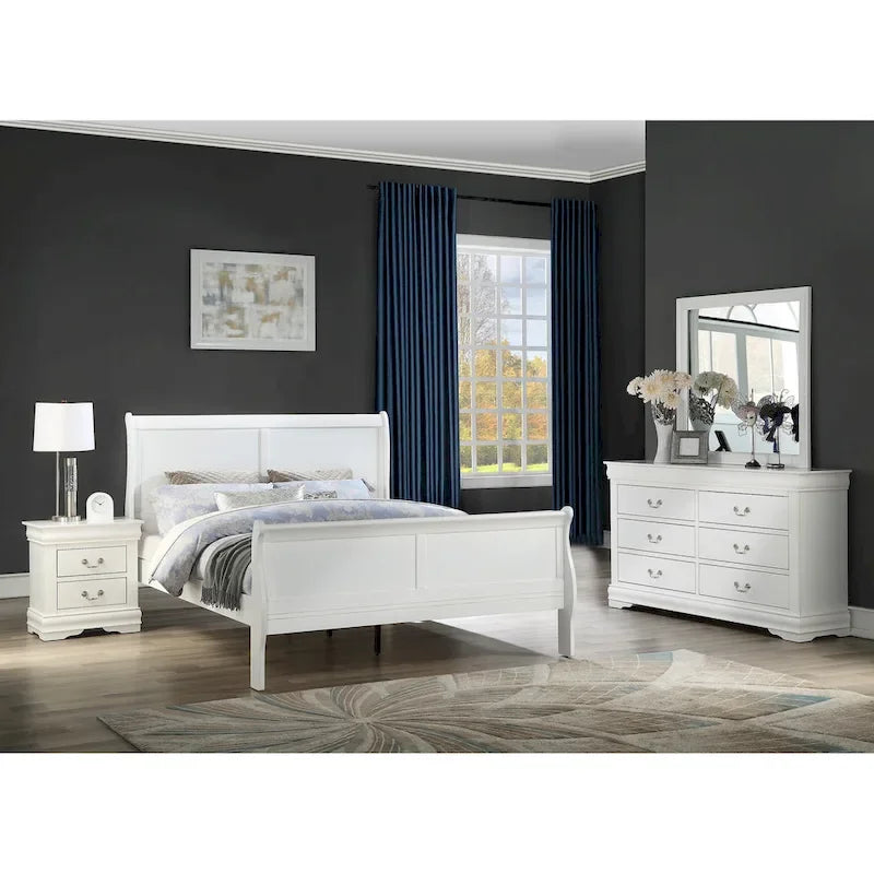 Ensemble de chambre à coucher Lillie 4 pièces blanc style traîneau