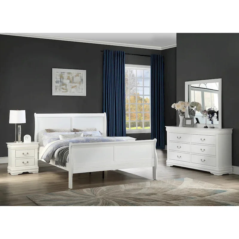 Ensemble de chambre à coucher Lillie 4 pièces blanc style traîneau