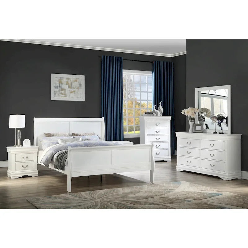 Ensemble de chambre à coucher Lillie 4 pièces blanc style traîneau