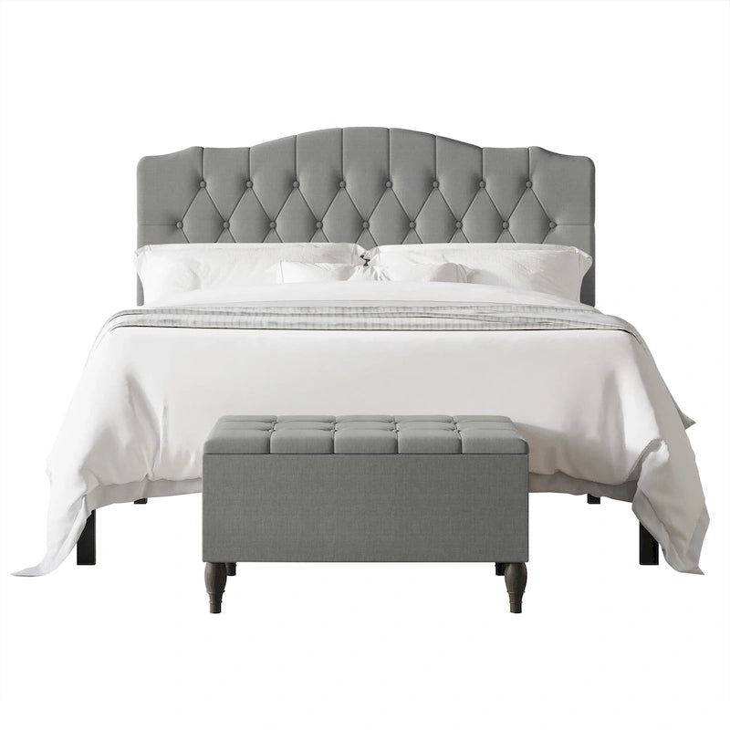 Ensemble de bancs de chambre CraftPorch 2 pièces, lit capitonné à boutons de style transitionnel