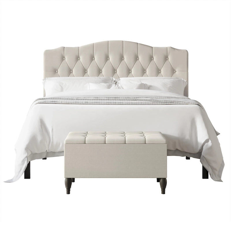 Ensemble de bancs de chambre CraftPorch 2 pièces, lit capitonné à boutons de style transitionnel