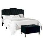 Ensemble de bancs de chambre CraftPorch 2 pièces, lit capitonné à boutons de style transitionnel