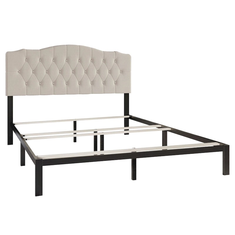Ensemble de bancs de chambre CraftPorch 2 pièces, lit capitonné à boutons de style transitionnel