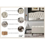 Ensemble de bancs de chambre CraftPorch 2 pièces, lit capitonné à boutons de style transitionnel