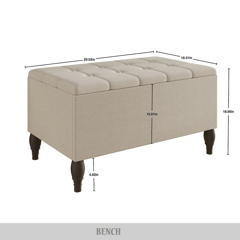Ensemble de bancs de chambre CraftPorch 2 pièces, lit capitonné à boutons de style transitionnel