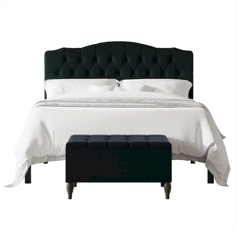 Ensemble de bancs de chambre CraftPorch 2 pièces, lit capitonné à boutons de style transitionnel