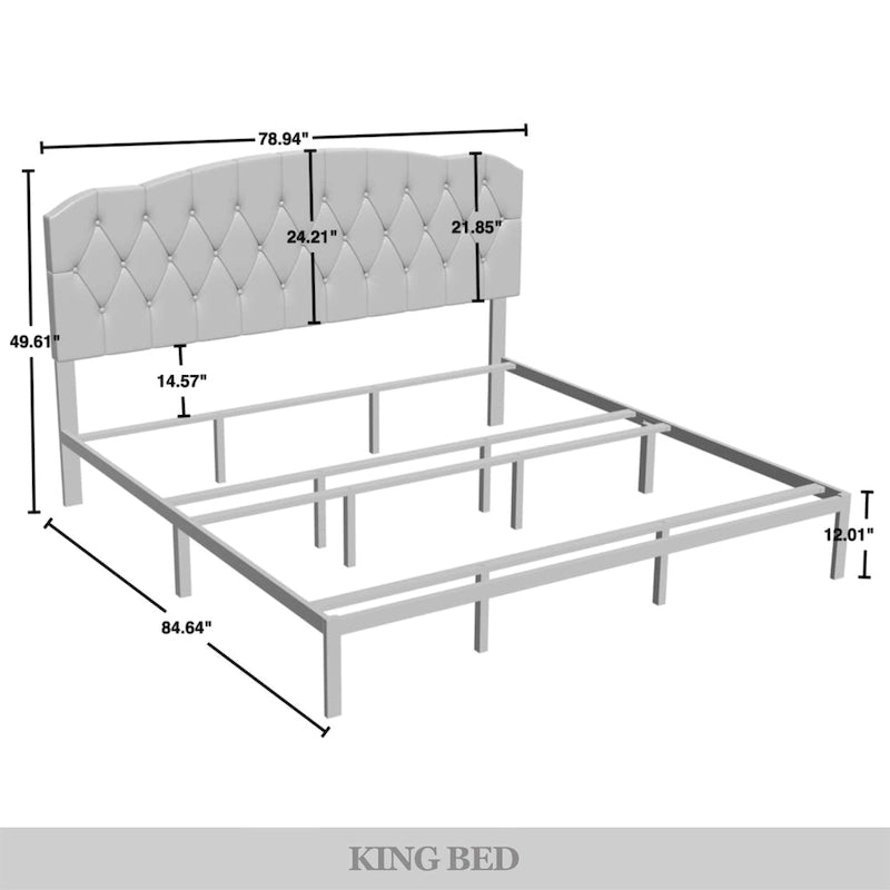 Ensemble de bancs de chambre CraftPorch 2 pièces, lit capitonné à boutons de style transitionnel