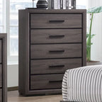 Ensemble de chambre à coucher contemporain Rothwell en bois gris, composé de 3 panneaux et d'étagères, par Furniture of America