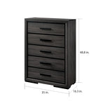 Ensemble de chambre à coucher contemporain Rothwell en bois gris, composé de 3 panneaux et d'étagères, par Furniture of America