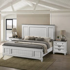 Ensemble de chambre à coucher en bois Roundhill Furniture Clelane 3 pièces, lit à panneaux en lambris et 2 tables de chevet
