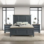 Ensemble de chambre à coucher en bois Roundhill Furniture Clelane 3 pièces, lit à panneaux en lambris et 2 tables de chevet