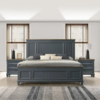 Ensemble de chambre à coucher en bois Roundhill Furniture Clelane 3 pièces, lit à panneaux en lambris et 2 tables de chevet