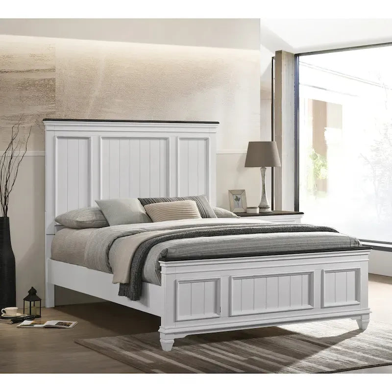Ensemble de chambre à coucher en bois Roundhill Furniture Clelane 3 pièces, lit à panneaux en lambris et 2 tables de chevet