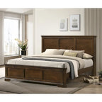 Ensemble de chambre à coucher 3 pièces en bois Roundhill Furniture Maderne, comprenant un lit à panneaux et deux tables de chevet, finition noyer antique