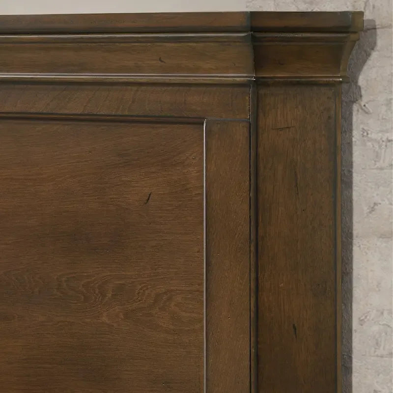 Ensemble de chambre à coucher 3 pièces en bois Roundhill Furniture Maderne, comprenant un lit à panneaux et deux tables de chevet, finition noyer antique