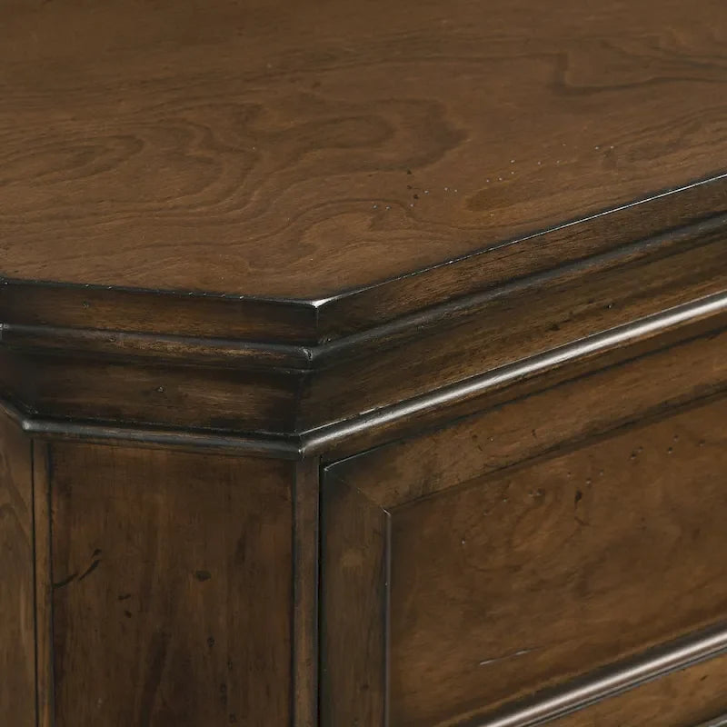 Ensemble de chambre à coucher 3 pièces en bois Roundhill Furniture Maderne, comprenant un lit à panneaux et deux tables de chevet, finition noyer antique