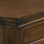 Ensemble de chambre à coucher 3 pièces en bois Roundhill Furniture Maderne, comprenant un lit à panneaux et deux tables de chevet, finition noyer antique
