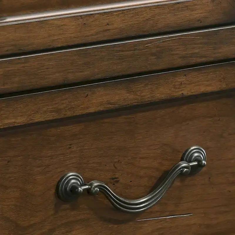 Ensemble de chambre à coucher 3 pièces en bois Roundhill Furniture Maderne, comprenant un lit à panneaux et deux tables de chevet, finition noyer antique