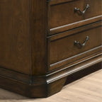 Ensemble de chambre à coucher 3 pièces en bois Roundhill Furniture Maderne, comprenant un lit à panneaux et deux tables de chevet, finition noyer antique