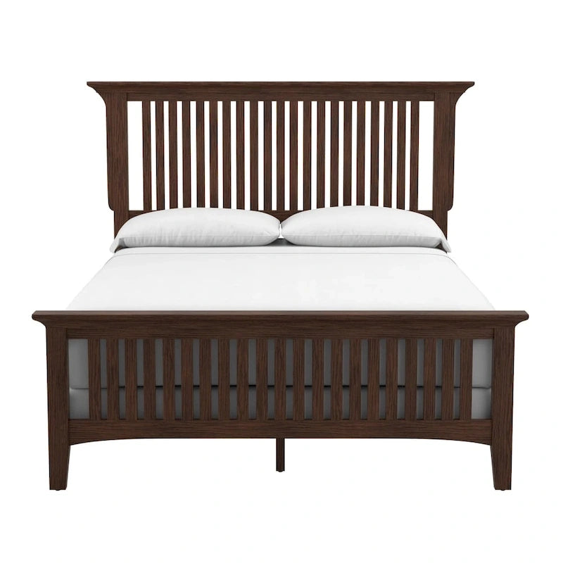 Ensemble de chambre à coucher moderne de style Mission Queen avec 2 tables de chevet et 1 commode avec miroir