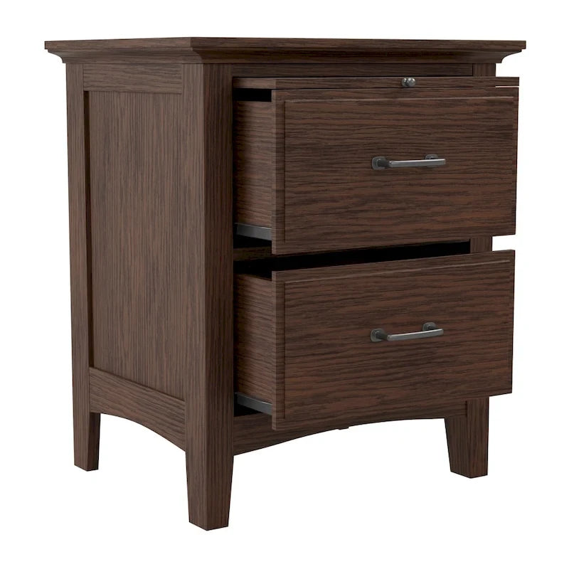 Ensemble de chambre à coucher moderne de style Mission Queen avec 2 tables de chevet et 1 commode avec miroir