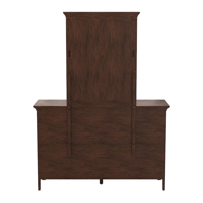 Ensemble de chambre à coucher moderne de style Mission Queen avec 2 tables de chevet et 1 commode avec miroir