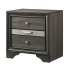 Ensemble de chambre à coucher Bara contemporain en bois massif gris avec plateforme de rangement 2 pièces par Furniture of America