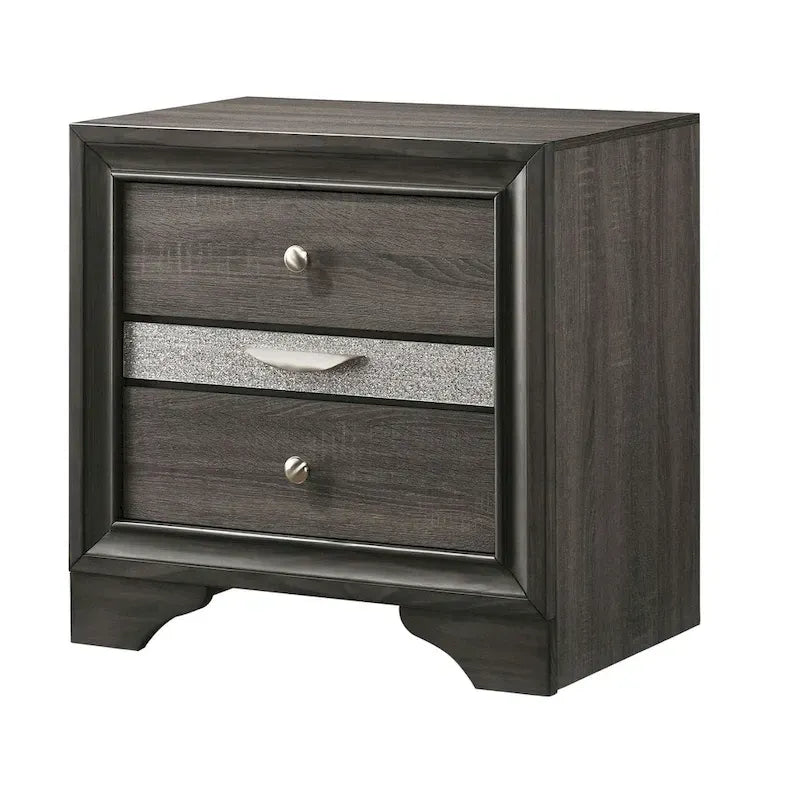 Ensemble de chambre à coucher Bara contemporain en bois massif gris avec plateforme de rangement 2 pièces par Furniture of America