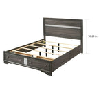 Ensemble de chambre à coucher Bara contemporain en bois massif gris avec plateforme de rangement 2 pièces par Furniture of America