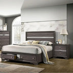 Ensemble de chambre à coucher Bara contemporain en bois massif gris avec plateforme de rangement 2 pièces par Furniture of America