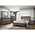 Ensemble de chambre à coucher Bara contemporain en bois massif gris avec plateforme de rangement 2 pièces par Furniture of America