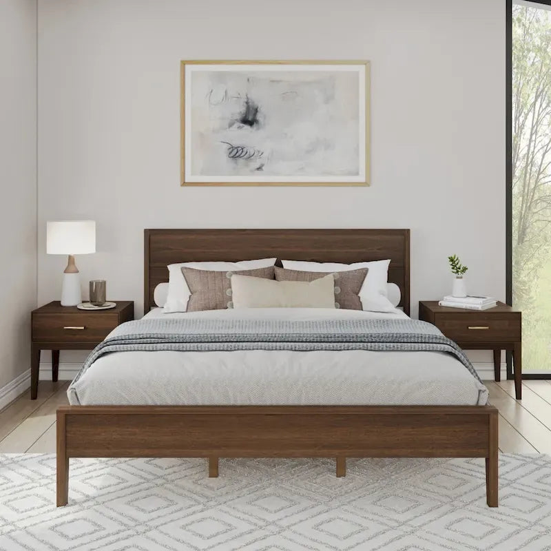 Ensemble de chambre à coucher Plank and Beam 3 pièces, lit king-size, avec 2 tables de chevet