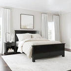 Ensemble lit queen et table de chevet 2 pièces en bois noir Oak Park de Homestyles