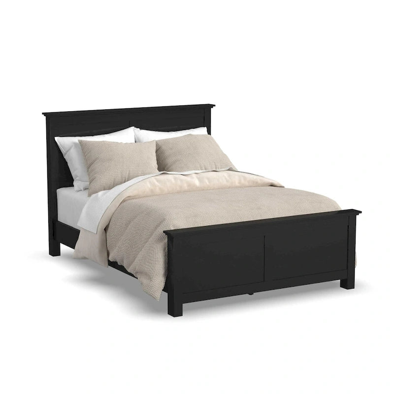 Ensemble lit queen et table de chevet 2 pièces en bois noir Oak Park de Homestyles