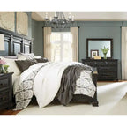Ensemble de chambre à coucher Roundhill Furniture Renova 4 pièces avec panneaux en bois noir vintage