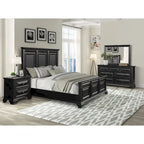 Ensemble de chambre à coucher Roundhill Furniture Renova 4 pièces avec panneaux en bois noir vintage