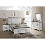 Ensemble de chambre à coucher en bois Clelane de Roundhill Furniture comprenant un lit, une commode, un miroir et deux tables de chevet